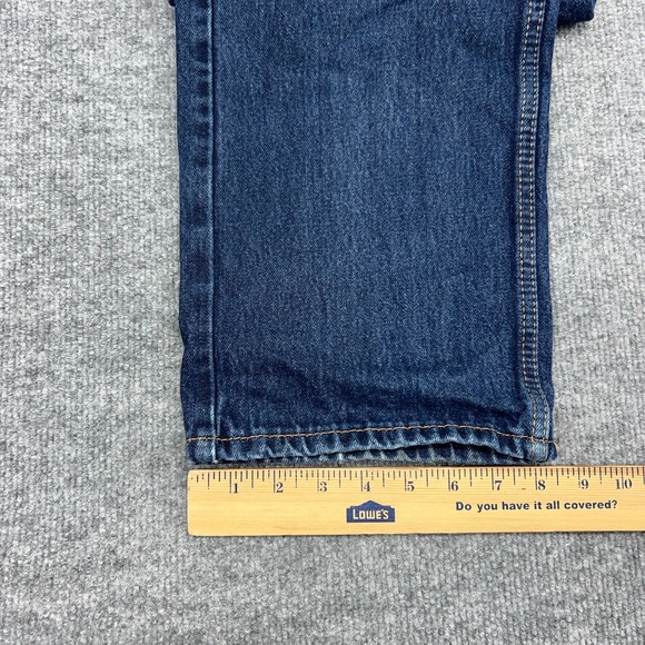 Levi's 505 Jeans 38X30 Blue Denim Dark Straight Leg High Rise Pockets Zip Fly - Picture 2 of 9